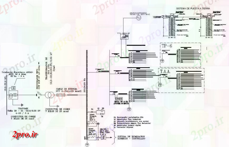 دانلود نقشه طراحی داخلی نصب و راه اندازی برق از جزئیات conducator  طرحی  (کد130437)