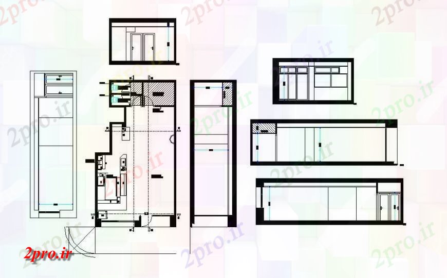 دانلود نقشه جزئیات طراحی ساخت آشپزخانه طرحی آشپزخانه و بخش  طرحی  (کد130451)