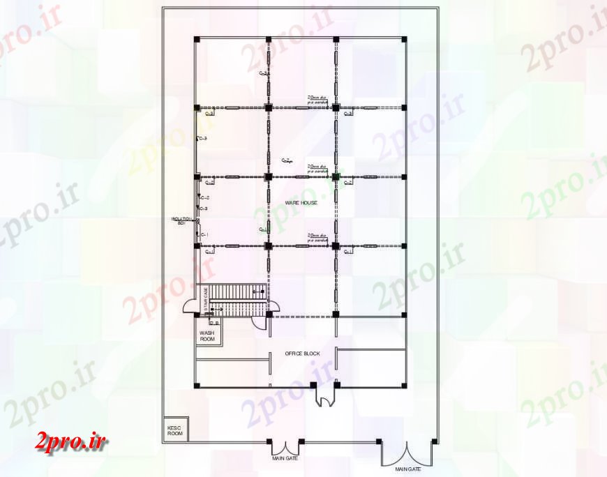 دانلود نقشه کارخانه صنعتی  ، کارگاه طرحی انبار صنعتی  طرحی معماری جزئیات (کد130476)