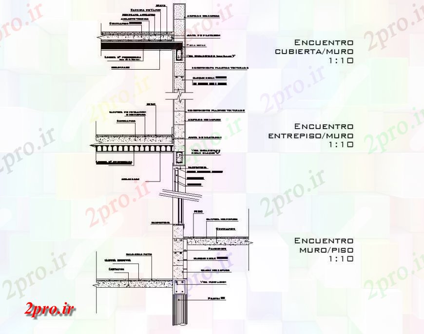 دانلود نقشه جزئیات ساخت و ساز بخش دیوار  ساخت و ساز طرح (کد130500)