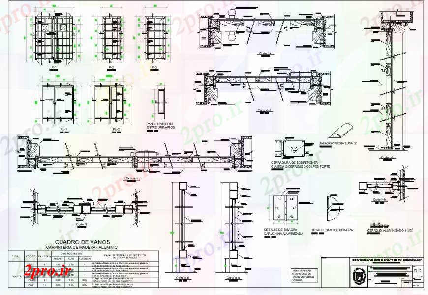 دانلود نقشه جزئیات طراحی در و پنجره  نما جزئیات ساختار درب و بخش  طرحی  (کد130504)
