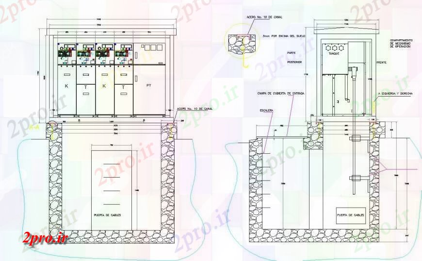 دانلود نقشه طراحی داخلی برق جزئیات موازی اتصالات کابل  بلوک (کد130511)