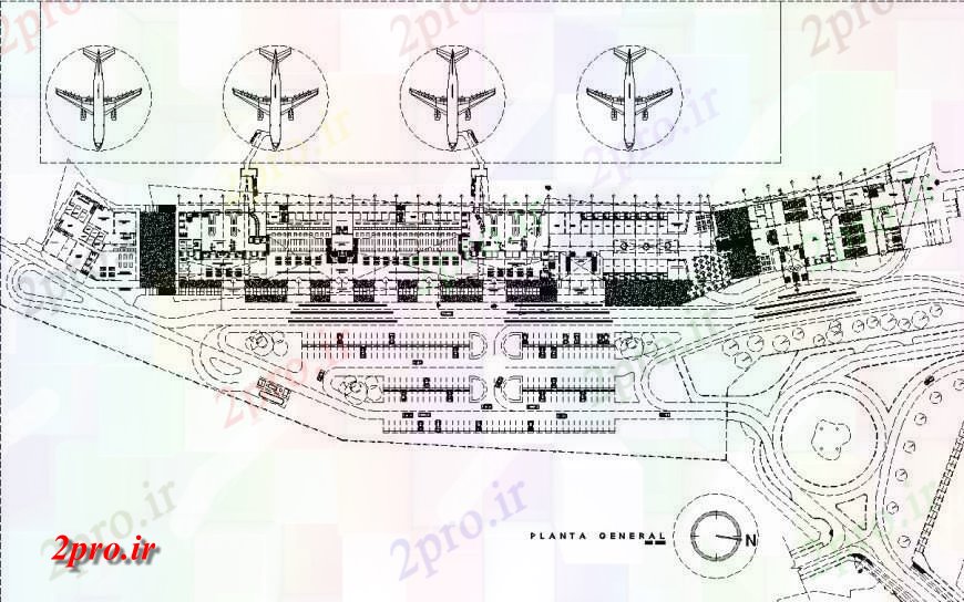 دانلود نقشه فرودگاه جزئیات طرحی سایت طراحی فرودگاه  (کد130550)