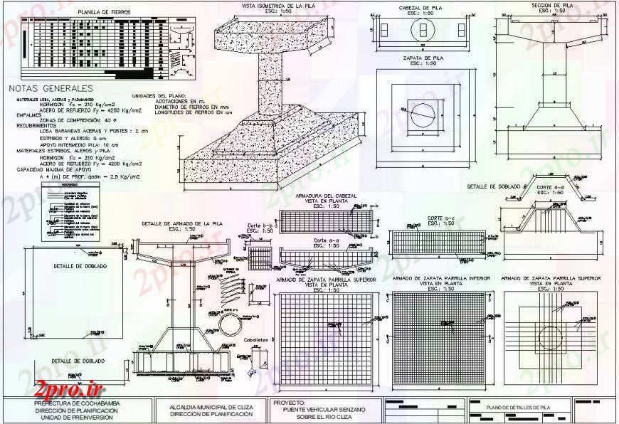 دانلود نقشه جزئیات ساخت پل جزئیات پل پایه طراحی  اتوکد (کد130616)