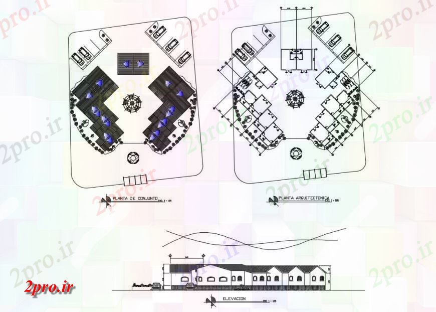 دانلود نقشه ساختمان اداری - تجاری - صنعتی ساختمان اداری نما، طرحی جلد و طرحی توزیع جزئیات (کد130627)