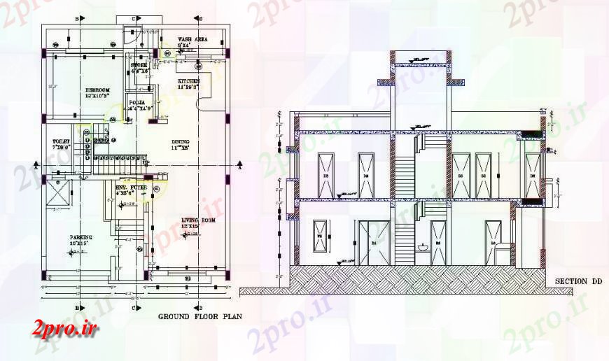 دانلود نقشه مسکونی ، ویلایی ، آپارتمان طرحی مجلس و بخش 8 در 11 متر (کد130628)