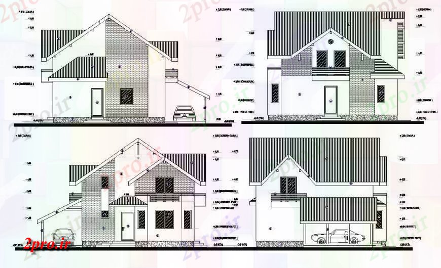 دانلود نقشه مسکونی  ، ویلایی ، آپارتمان  جزئیات نمای خانه  طرحی  (کد130634)