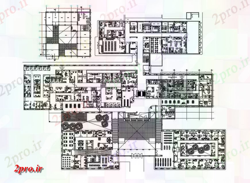 دانلود نقشه بیمارستان - درمانگاه - کلینیک چند طبقه چند متخصص طرحی طبقه بیمارستان کف جزئیات 9 در 13 متر (کد130635)