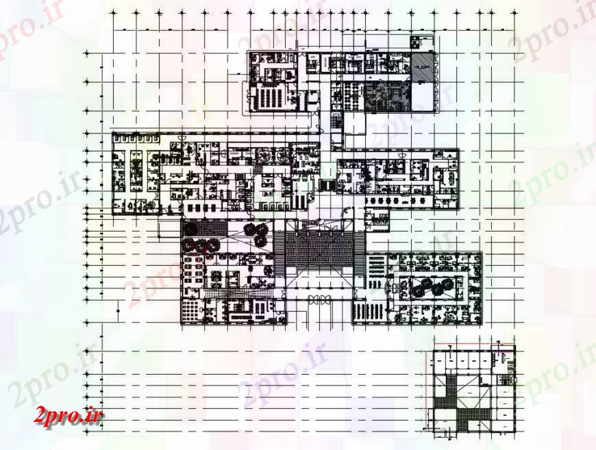 دانلود نقشه بیمارستان -  درمانگاه -  کلینیک چند طبقه طراحی طبقه بیمارستان جزئیات (کد130638)