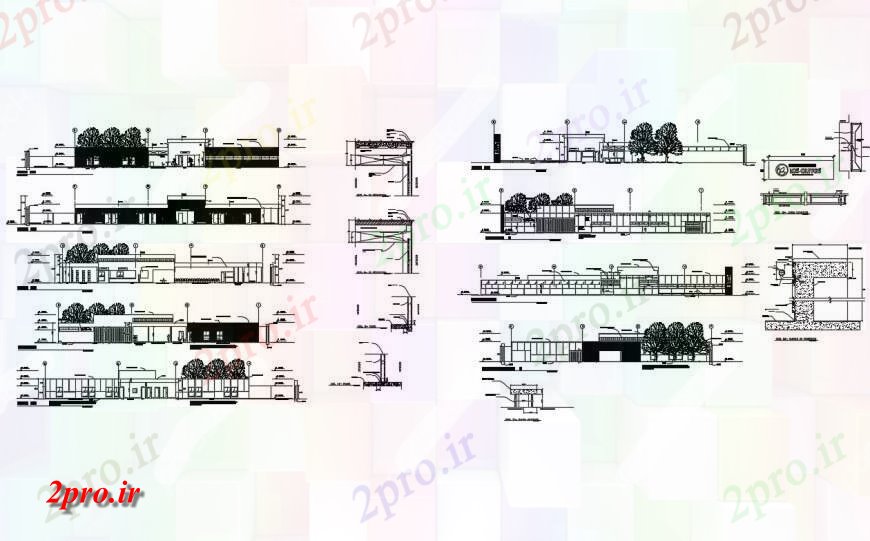 دانلود نقشه بیمارستان - درمانگاه - کلینیک بیمارستان کلینیک پلی ساخت تمام نما طرفه و بخش جزئیات 31 در 32 متر (کد130670)