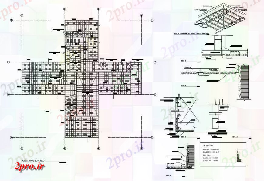 دانلود نقشه طراحی جزئیات ساختار ساختار سقف کاذب و ساخت و ساز جزئیات از بیمارستان ساخت (کد130675)