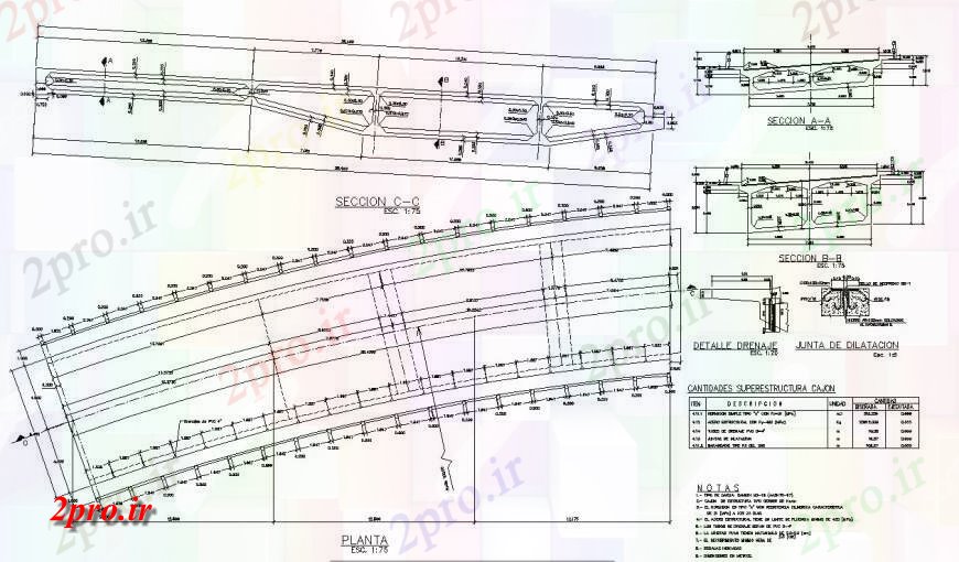 دانلود نقشه طراحی جزئیات تقویت کننده طرحی و جزئیات مقطعی سازه پل  بلوک ساخت و ساز (کد130702)
