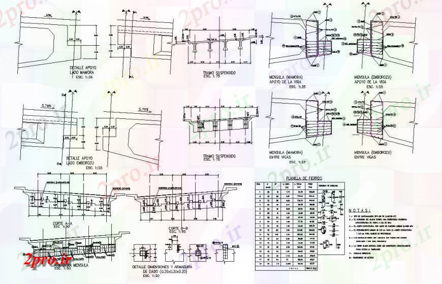 دانلود نقشه جزئیات میلگرد گذاریساخت پل جزئیات طرحی بلوک ساختاری  (کد130711)