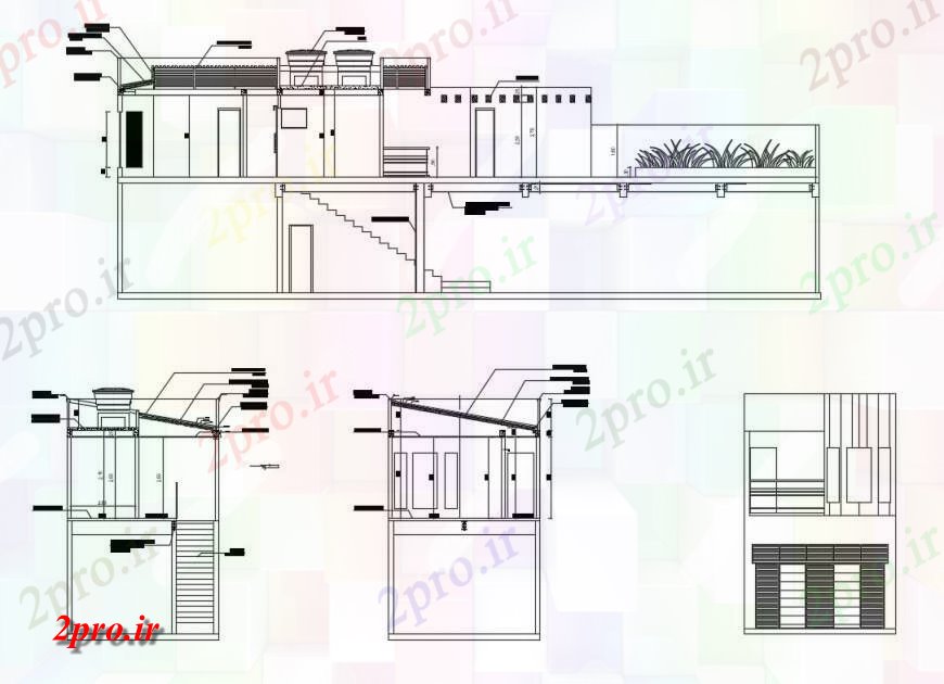 دانلود نقشه مسکونی ، ویلایی ، آپارتمان جزئیات یک خانواده نما دکو از خانه و برش بخش سازنده 4 در 21 متر (کد130738)