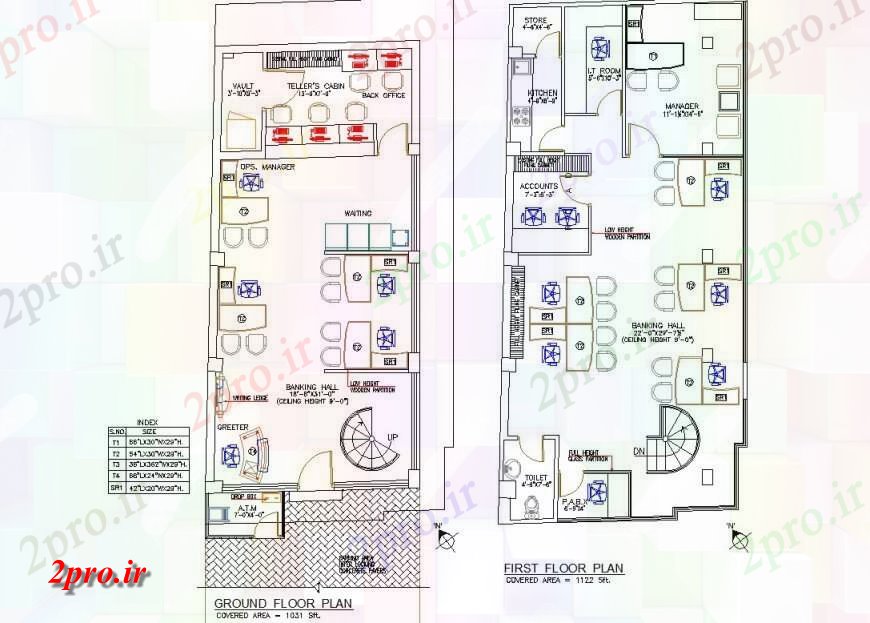 دانلود نقشه طراحی مبلمان بانکجزئیات طرحی ساختمان بانک طرحی 6 در 13 متر (کد130742)