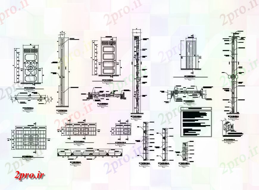 دانلود نقشه جزئیات طراحی در و پنجره بهداشت درب و پنجره ارسال نما و نصب و راه اندازی جزئیات 14 در 22 متر (کد130748)