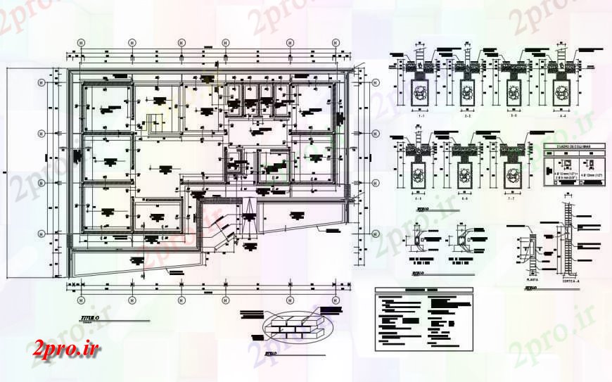 دانلود نقشه جزئیات ساخت و ساز جزئیات بنیاد ساختار طرحی پرتو پایه و اساس سلامت پست  (کد130755)