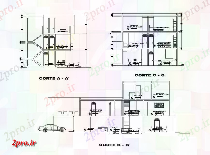 دانلود نقشه مسکونی ، ویلایی ، آپارتمان تمام جزئیات مقطعی از خانه دو طبقه با تراس طرفه طراحی جزئیات 9 در 15 متر (کد130768)