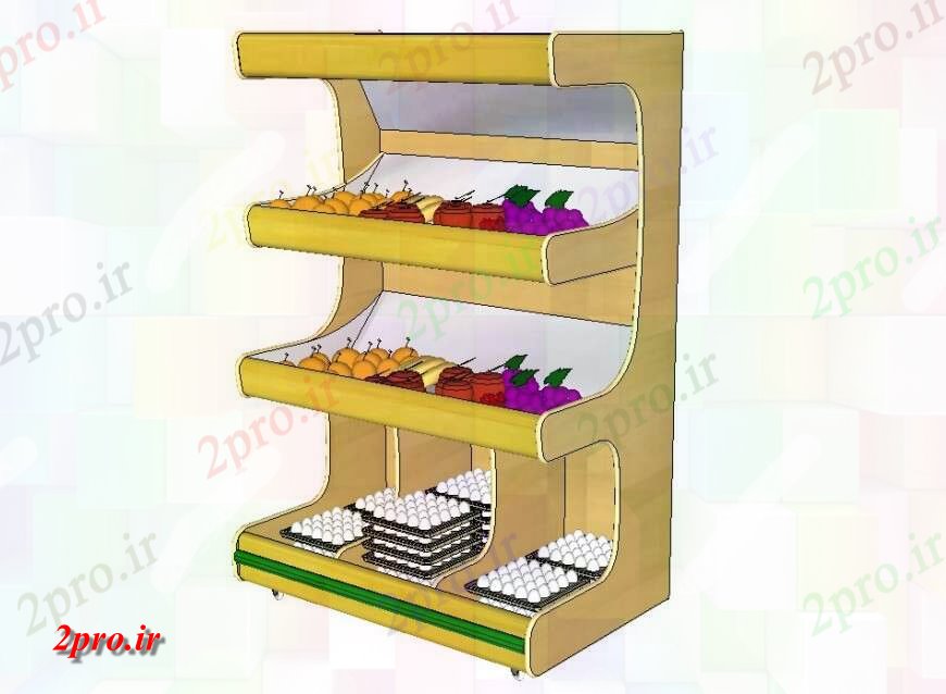 دانلود نقشه طراحی مبلمان آشپزخانه مدل تریدی از قفسه های آشپزخانه  بلوک مبلمان  طرح (کد130860)