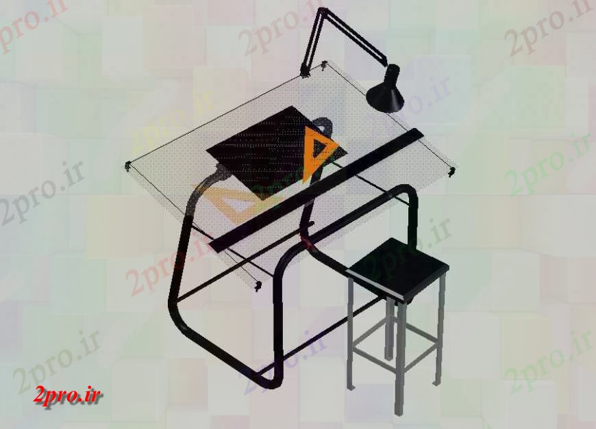 دانلود نقشه طراحی مبلمان بانکمدل تریدی از جدول و مبلمان صندلی بلوک طرحی تا  (کد130874)