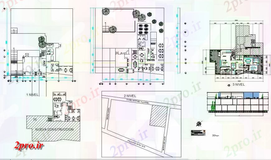 دانلود نقشه جزئیات فضای داخلی ناهار خوری  برنامه و جزئیات مقطعی ساختار هتل ساختمان با  (کد130887)