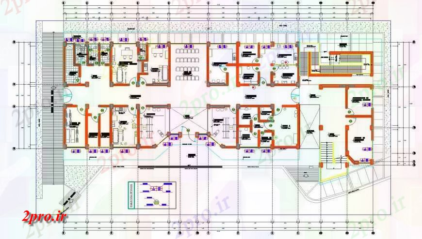 دانلود نقشه بیمارستان - درمانگاه - کلینیک طرحی بیمارستان طراحی اتوکد 19 در 55 متر (کد130944)