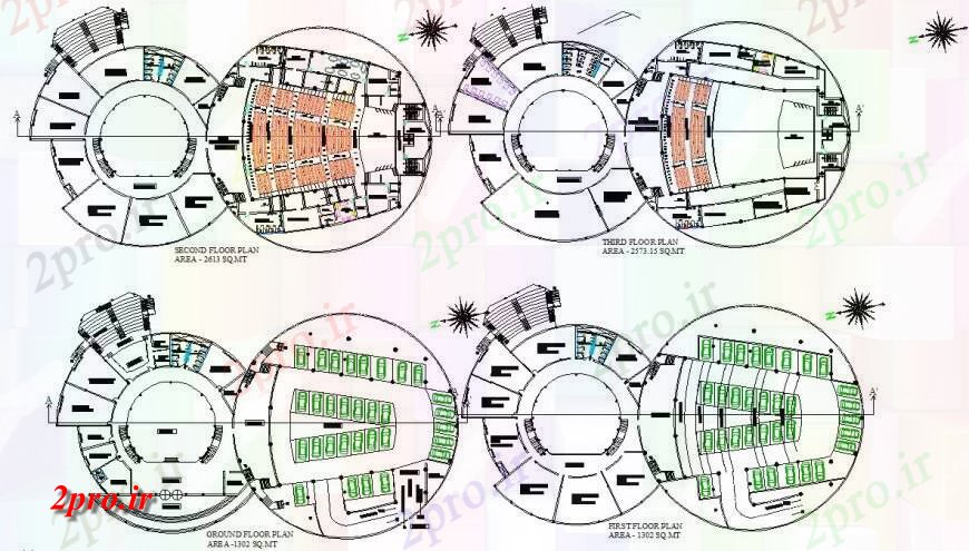 دانلود نقشه تئاتر چند منظوره - سینما - سالن کنفرانس - سالن همایشطرحی ساختمان تئاتر جزئیات دو بعدی طرحی دیدگاه چند Plex اتوکد 40 در 87 متر (کد131028)