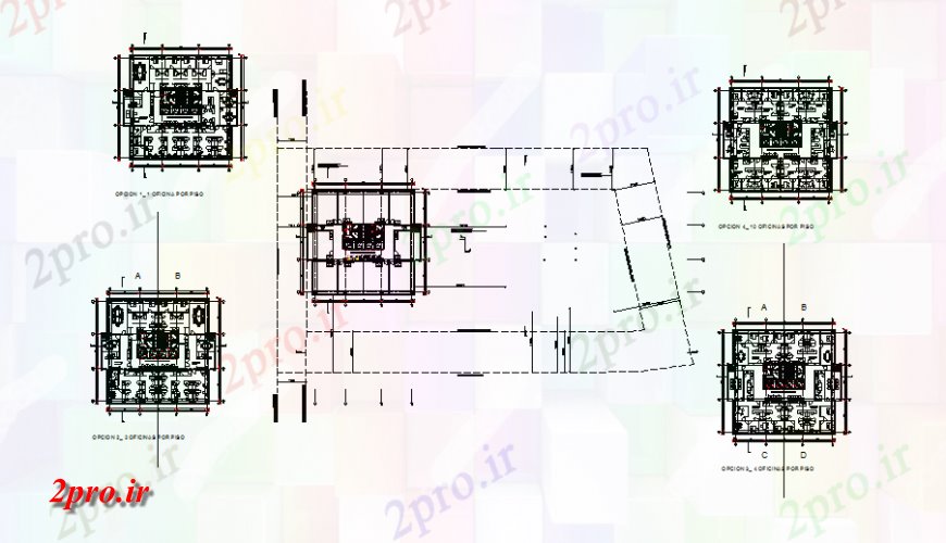 دانلود نقشه ساختمان اداری - تجاری - صنعتی دفتر ساختمان تجاری   (کد131034)