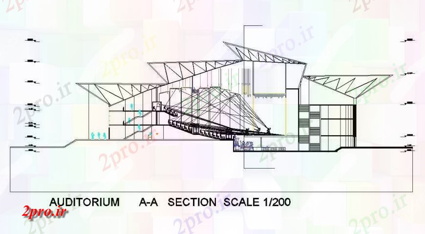 دانلود نقشه تئاتر چند منظوره - سینما - سالن کنفرانس - سالن همایشبخش جزئیات ساختمان سالن بلوک ساختاری  (کد131049)