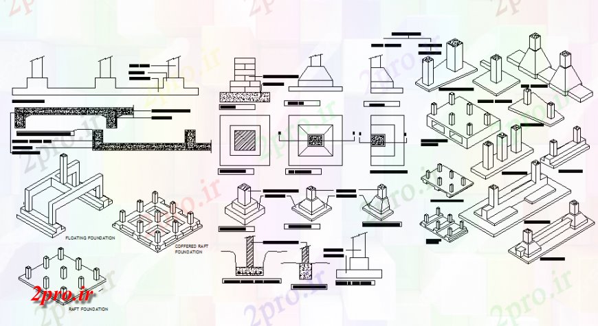 دانلود نقشه طراحی اتوکد پایه بنیاد طرحی و بخش  (کد131086)