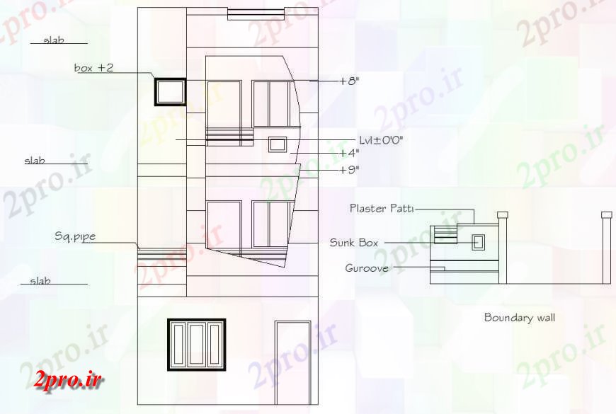 دانلود نقشه مسکونی  ، ویلایی ، آپارتمان  خام طراحی نما خانه مقابل  (کد131119)