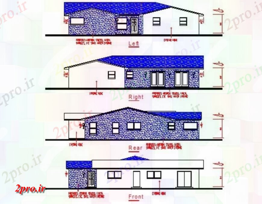 دانلود نقشه مسکونی  ، ویلایی ، آپارتمان  طراحی نما مقابل خانه کوچک  (کد131122)