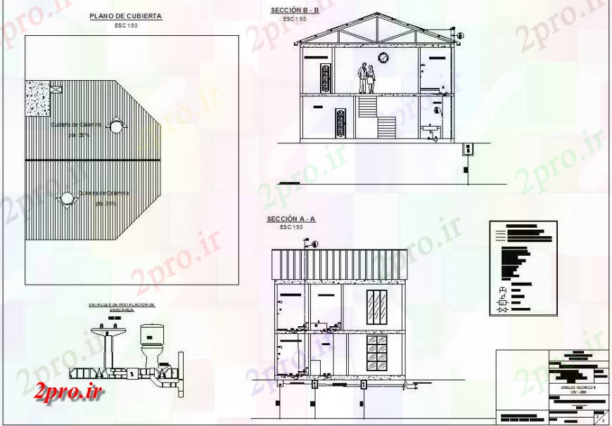 دانلود نقشه مسکونی  ، ویلایی ، آپارتمان  جزئیات بخشی از خانه طرحبلوک ساختاری  (کد131134)