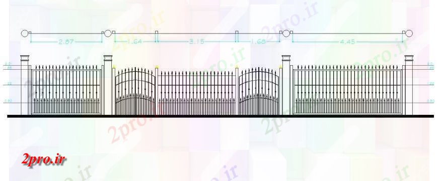 دانلود نقشه جزئیات ساخت و ساز دیوار ترکیب فلز و نما دروازه طراحی  اتوکد (کد131217)