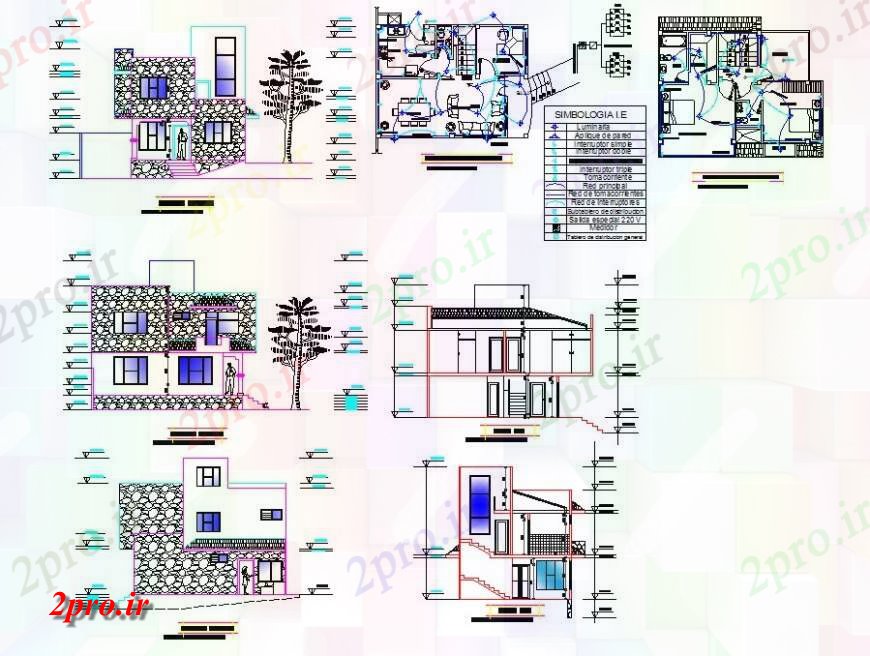 دانلود نقشه برق مسکونی ویلایی طراحی های الکتریکی طراحی اتوکد 8 در 9 متر (کد131219)