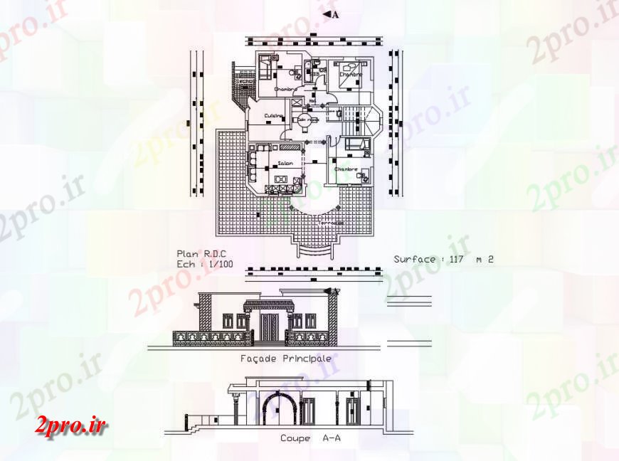 دانلود نقشه نمایشگاه ; فروشگاه - مرکز خرید سالن ساخت نما، بخش و طرحی جزئیات 10 در 11 متر (کد131241)