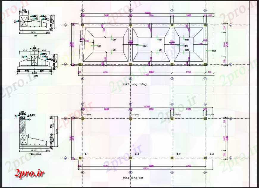 دانلود نقشه طراحی اتوکد پایه طرحی بنیاد و جزئیات مقطعی  (کد131280)