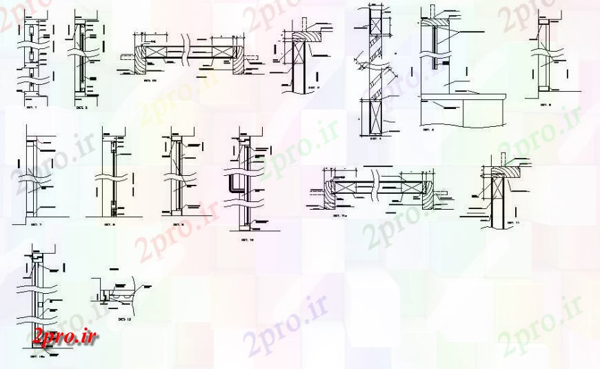 دانلود نقشه جزئیات ساخت و ساز بخش پنجره طراحی جزئیات اتوکد 31 در 32 متر (کد131294)