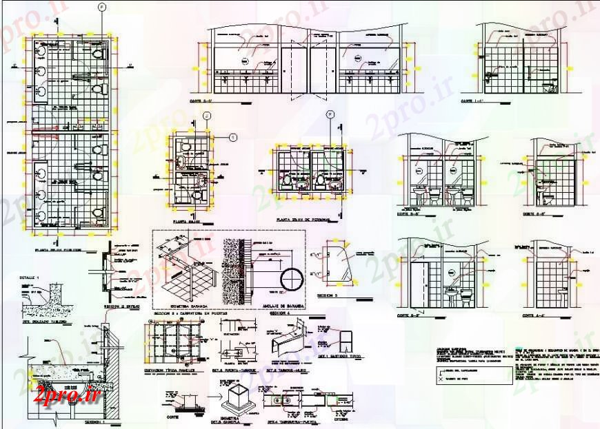 دانلود نقشه حمام مستر مرکز خرید توالت عمومی طراحی جزئیات  اتوکد (کد131296)