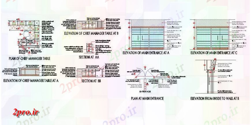 دانلود نقشه جزئیات و فضای داخلی شرکت  نما و طرحی جزئیات از بلوک دفتر بلوک ساختاری  (کد131301)