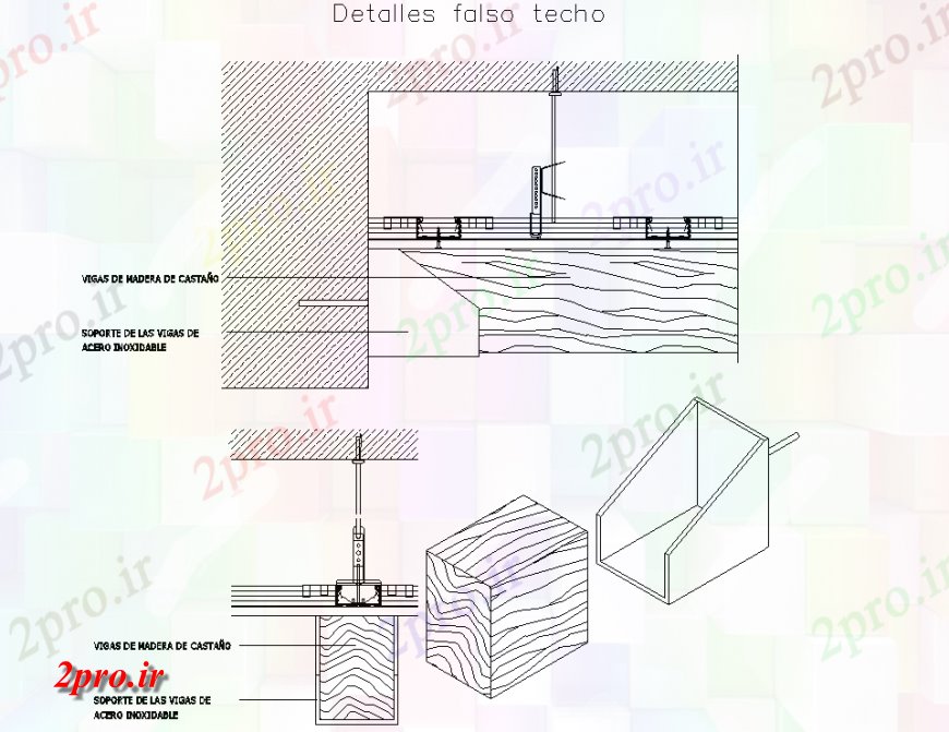 دانلود نقشه طراحی جزئیات تقویت کننده طرحی سقف کاذب و بخش جزئیات (کد131351)