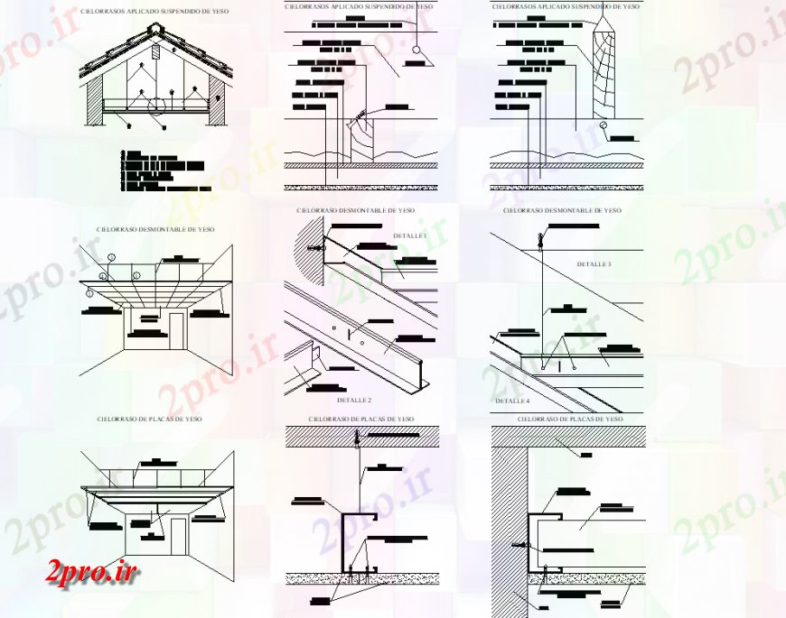 دانلود نقشه جزئیات پله و راه پله  طراحی سقف ایزومتریک جزئیات (کد131366)