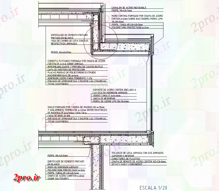 دانلود نقشه طراحی جزئیات تقویت کننده پوشش شناور ، قسمت های طرح (کد131369)