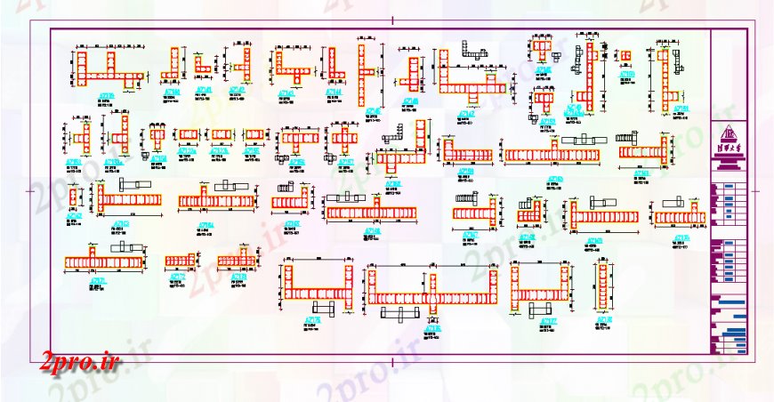 دانلود نقشه جزئیات ستون جزئیات ساخت و ساز  (کد131408)