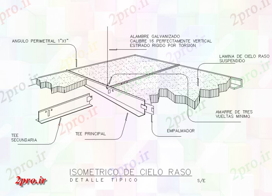 دانلود نقشه جزئیات ساخت و ساز ایزومتریک بخش سقف   (کد131466)