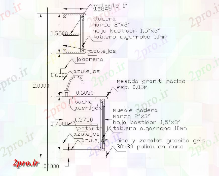 دانلود نقشه آشپزخانه جزئیات آشپزخانه مبلمان بخش طراحی  (کد131492)