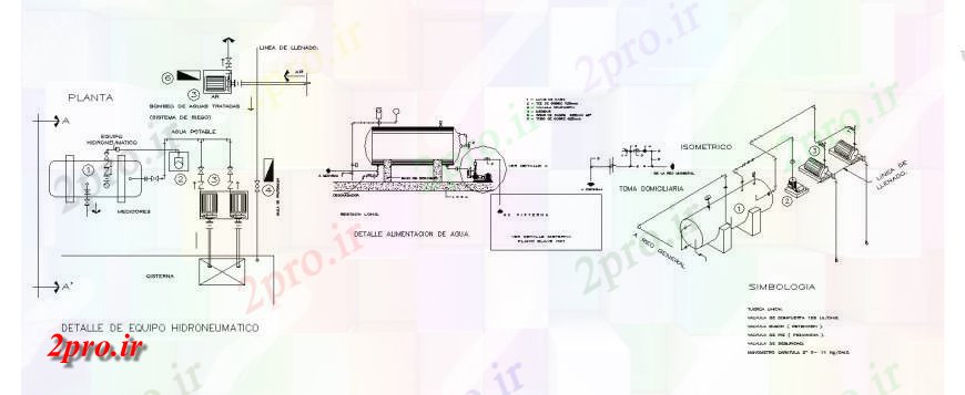 دانلود نقشه بلوک های مکانیکی جزئیات طراحی کارخانه hydorpneumatic  (کد131495)