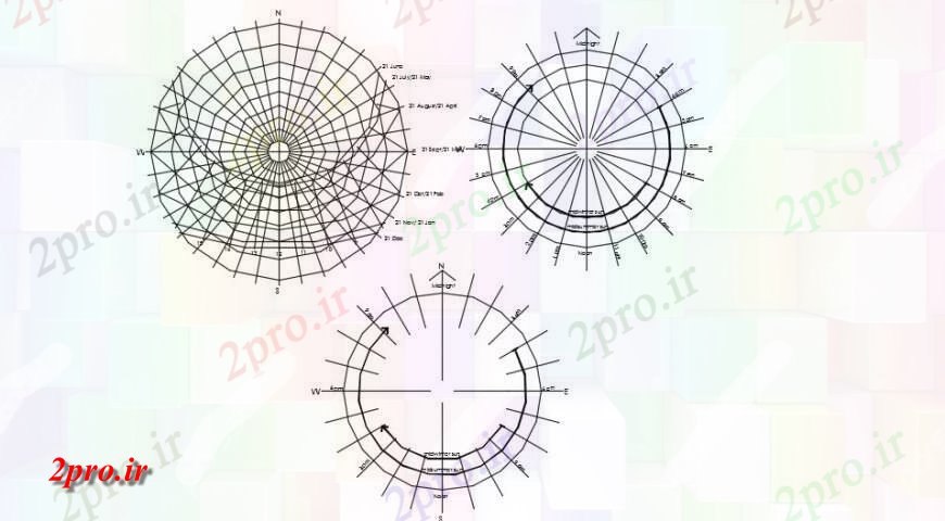 دانلود نقشه بلوک ، آرام ، نماد چرخش مسیر خورشید محور مدل دو بعدی  جزئیات (کد131505)
