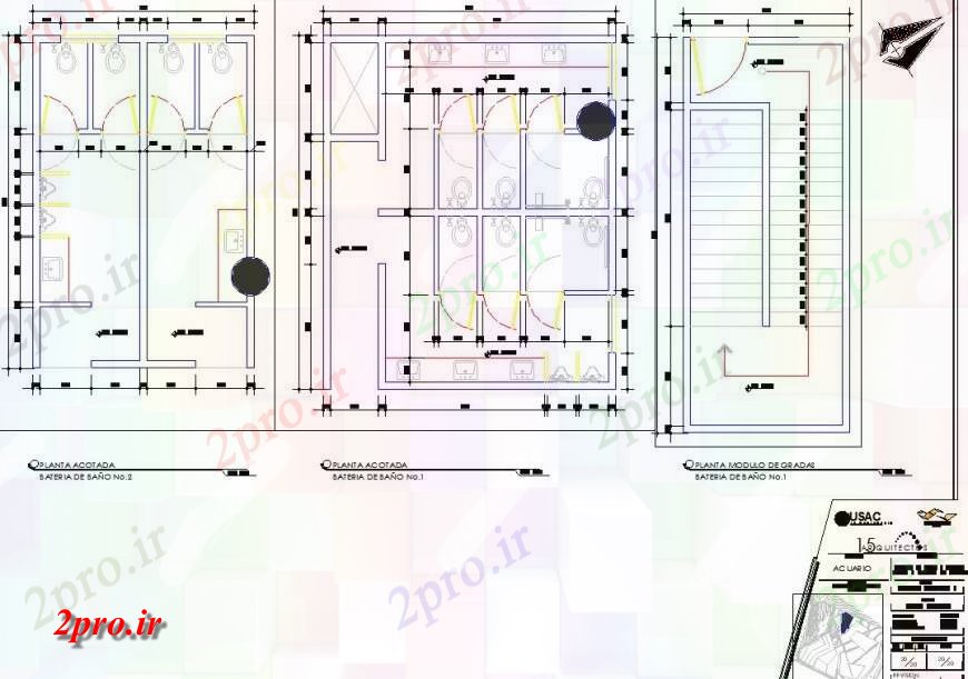 دانلود نقشه حمام مستر دو نوع مختلف از حمام 6 در 7 متر (کد131521)