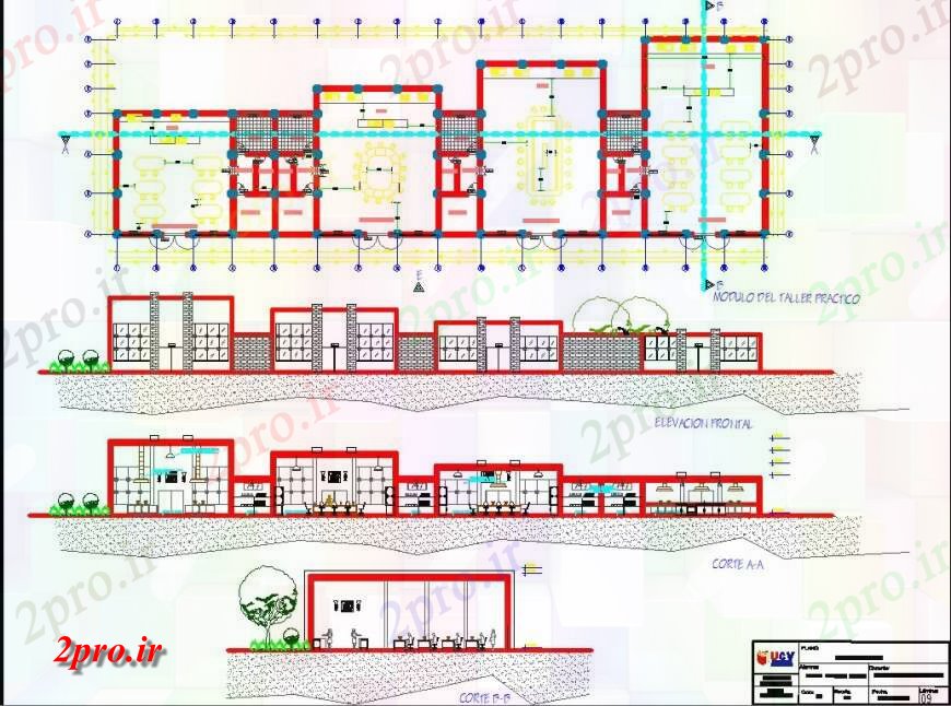دانلود نقشه هتل - رستوران - اقامتگاه  طرحی رستوران و جزئیات نما  (کد131525)
